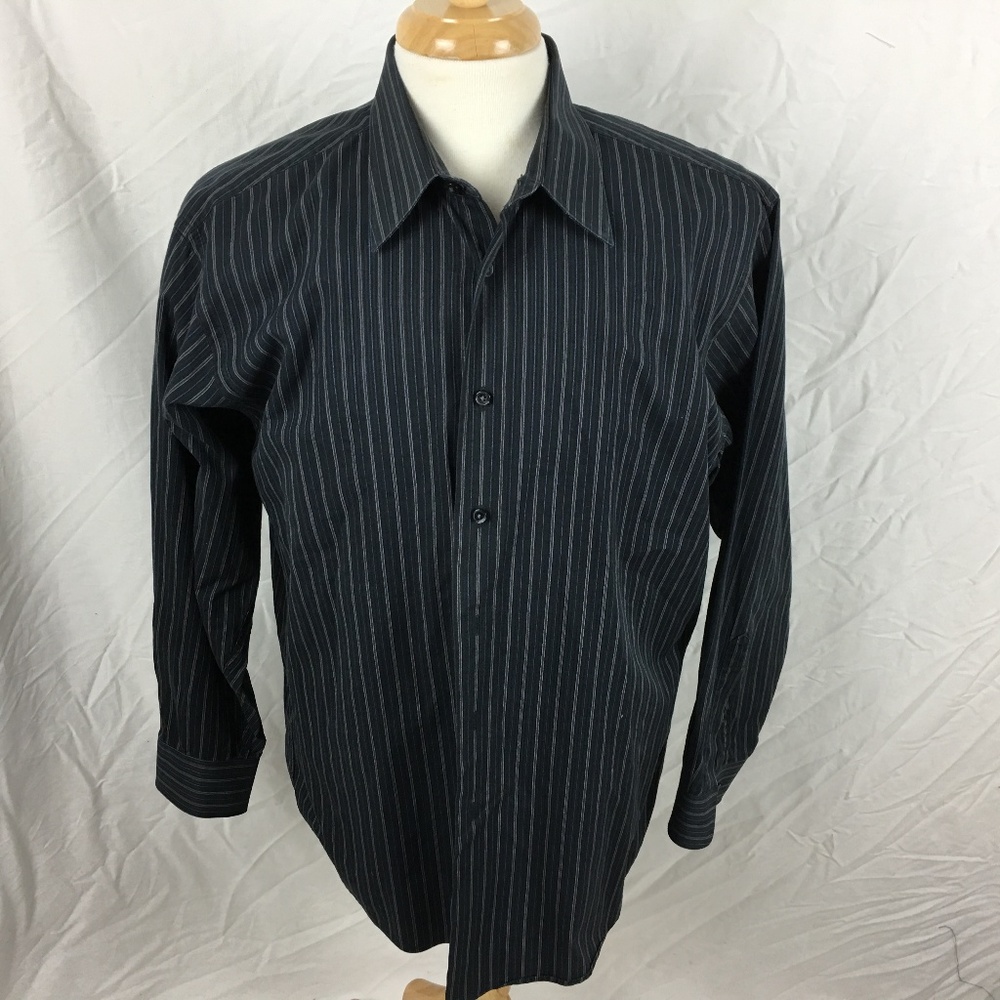 Calvin Klein Men's Shirt 16.5 32/33 Black Stripe